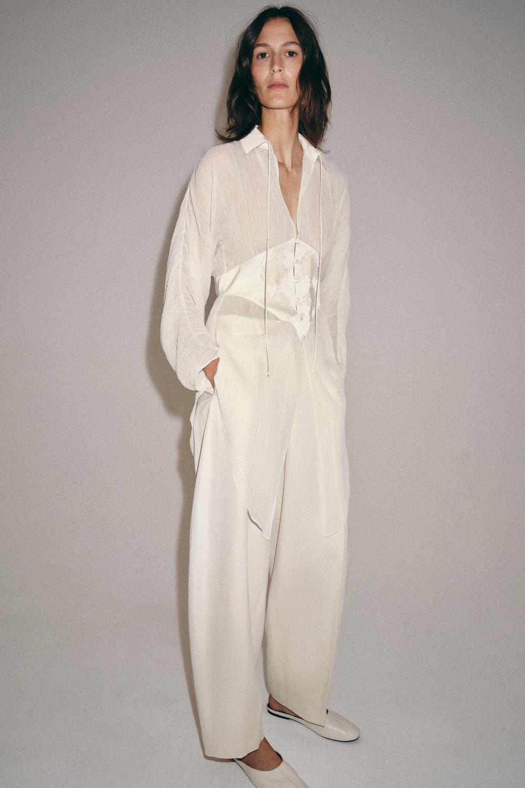БЛУЗА ИЗ ЖОРЖЕТА С КРУЖЕВОМ — ZW COLLECTION