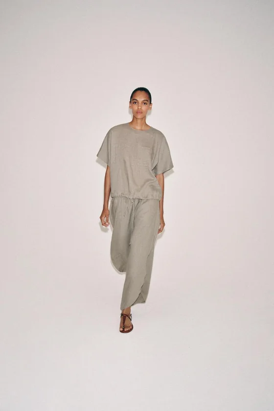 ТОП ИЗ 100% ЛЬНА НА ШНУРКАХ — коллекция Zara «ZW»