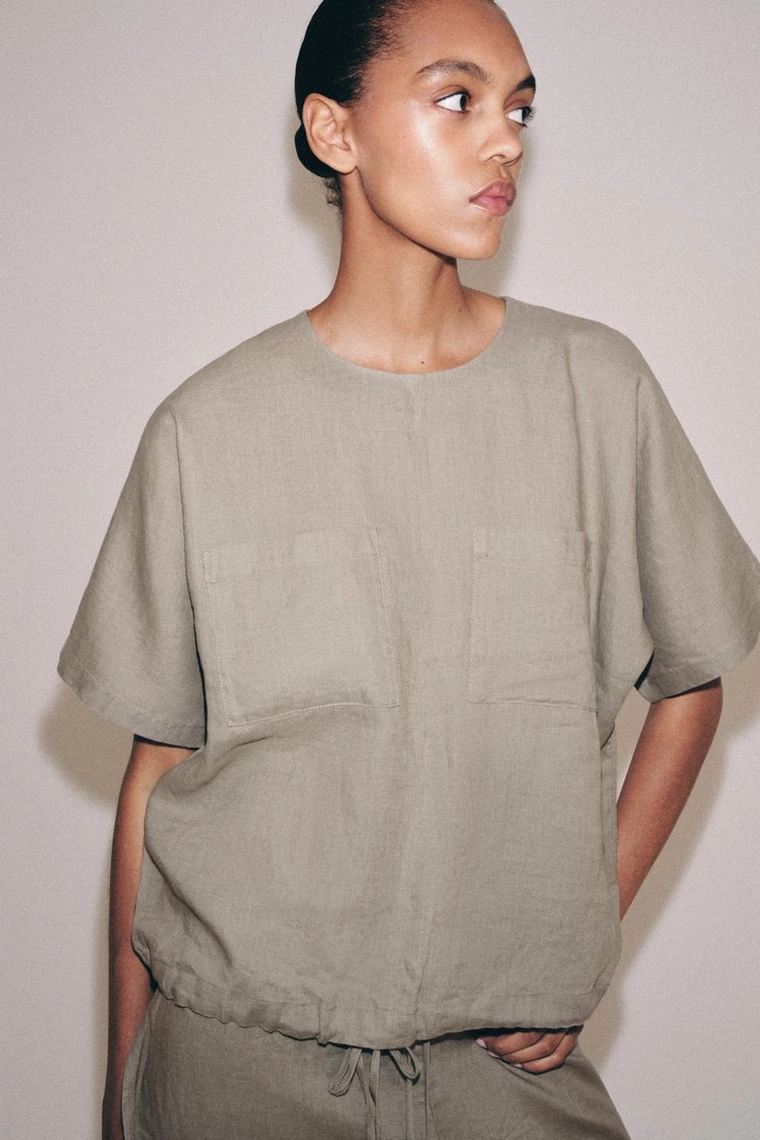 ТОП ИЗ 100% ЛЬНА НА ШНУРКАХ — коллекция Zara «ZW»
