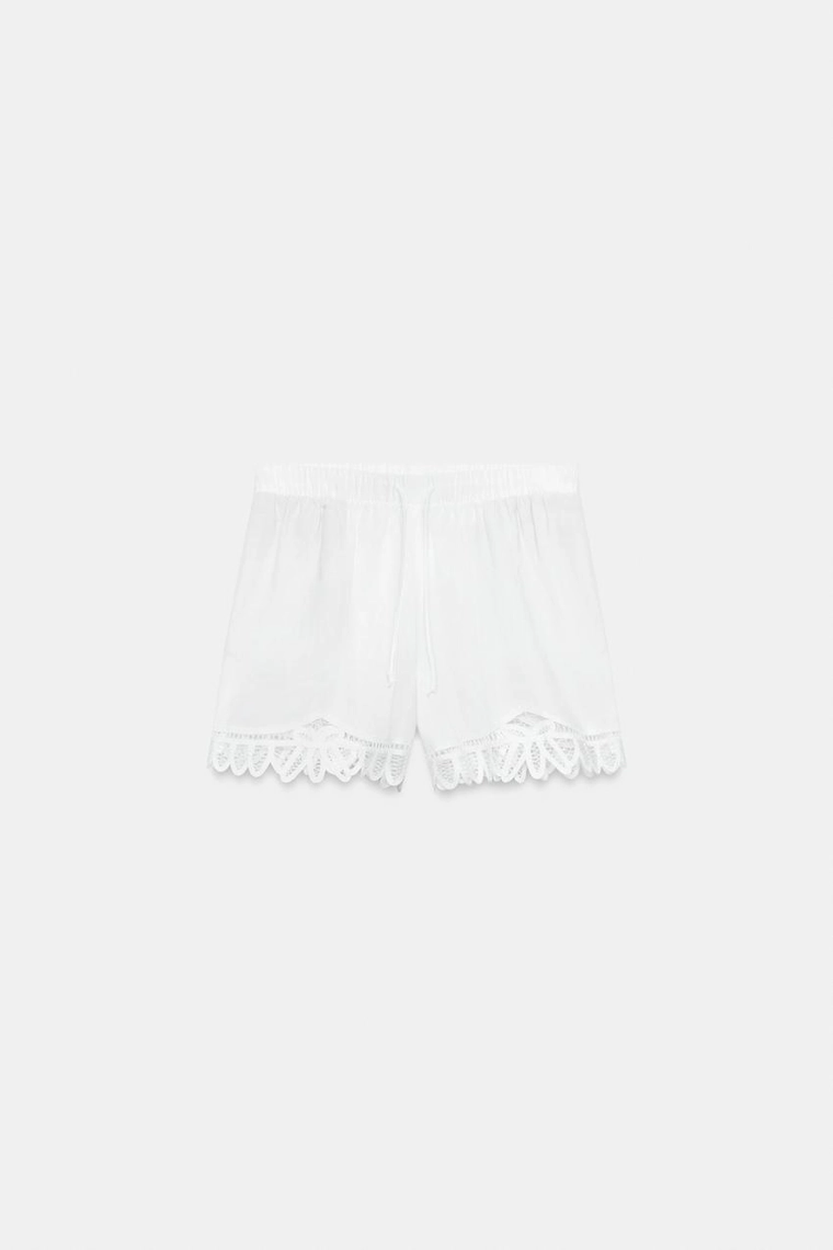 ШОРТЫ С ВЫШИВКОЙ ИЗ ЛЬНА — коллекция Zara «ZW»