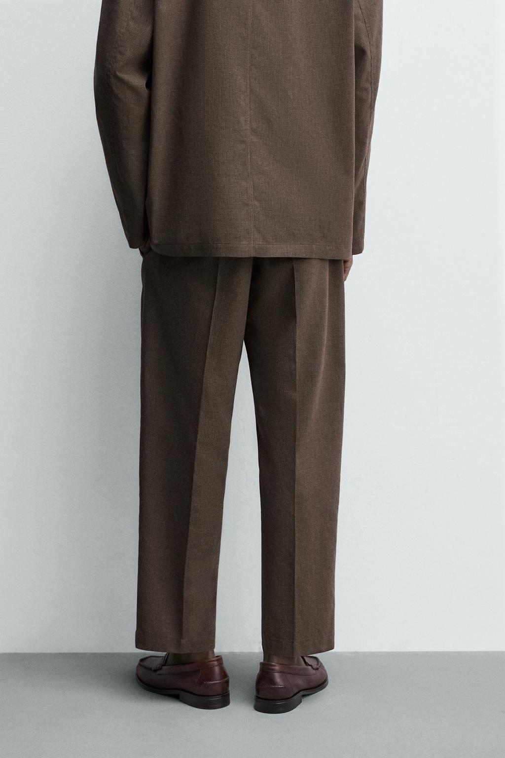 КОСТЮМНЫЕ БРЮКИ RELAXED FIT С УЗОРОМ «ГУСИНАЯ ЛАПКА»