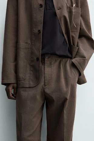 Костюмные брюки Relaxed Fit с узором «гусиная лапка»- Заказать в России