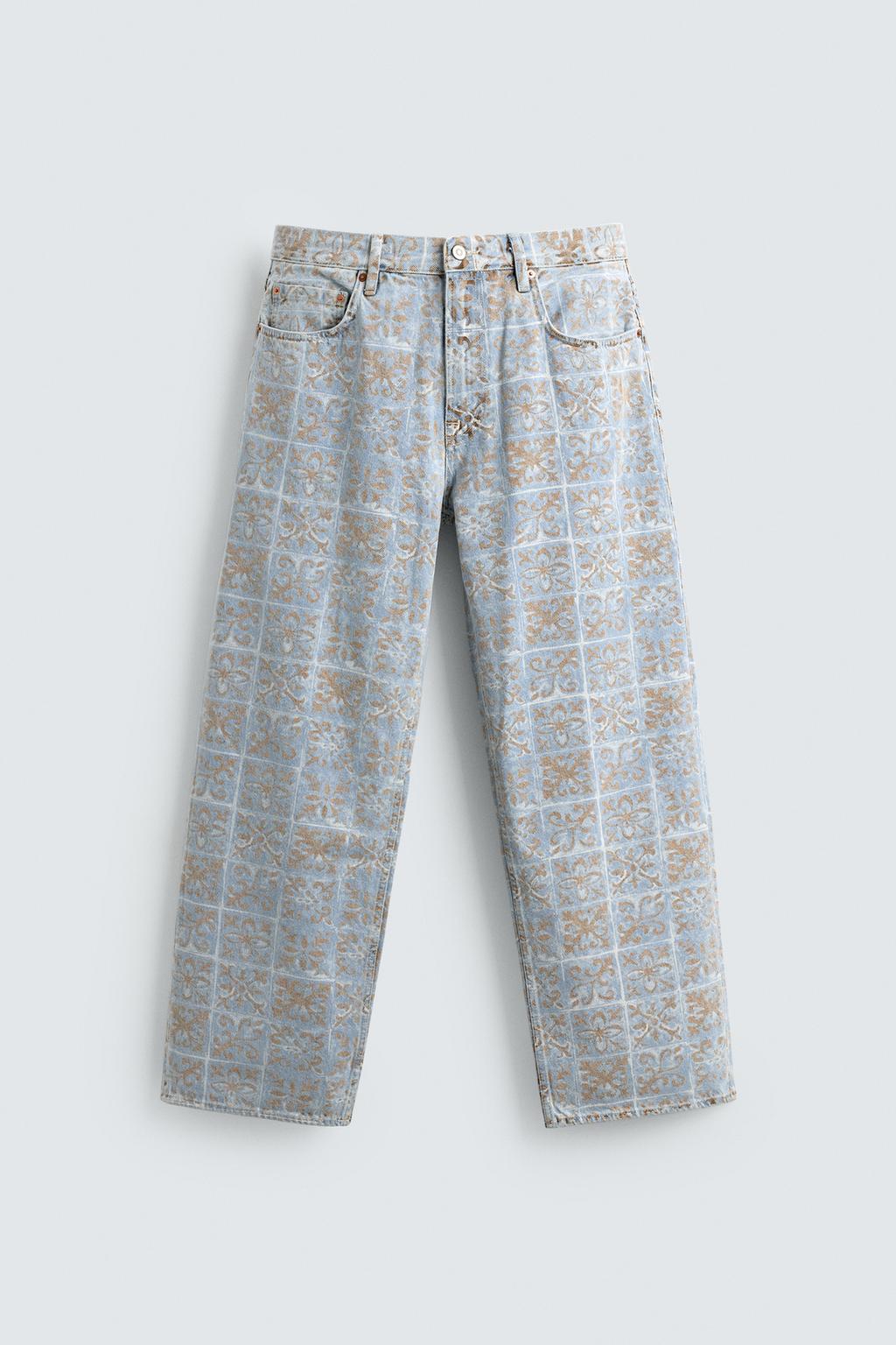 ДЖИНСЫ RELAXED FIT С ГЕОМЕТРИЧЕСКИМ ПРИНТОМ