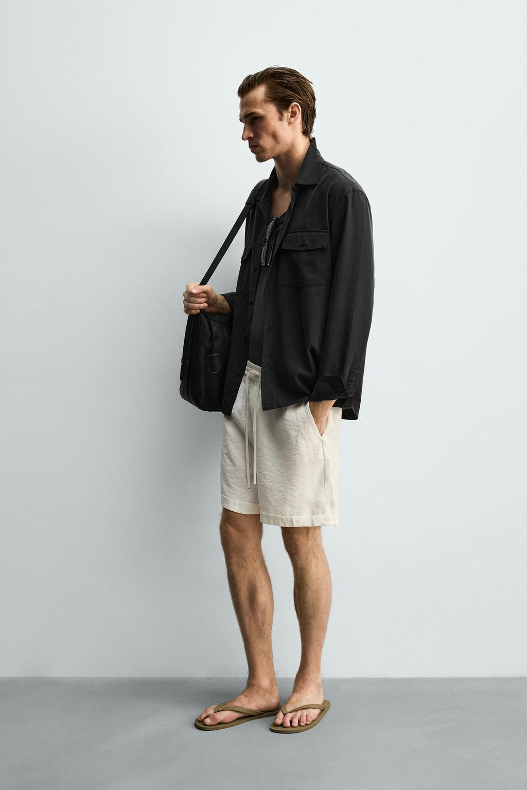 ШОРТЫ RELAXED FIT ИЗ СТРУЯЩЕЙСЯ ТКАНИ