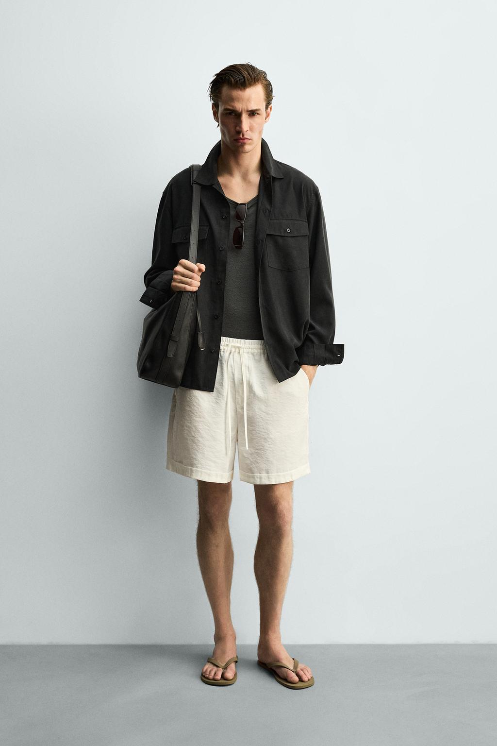 ШОРТЫ RELAXED FIT ИЗ СТРУЯЩЕЙСЯ ТКАНИ