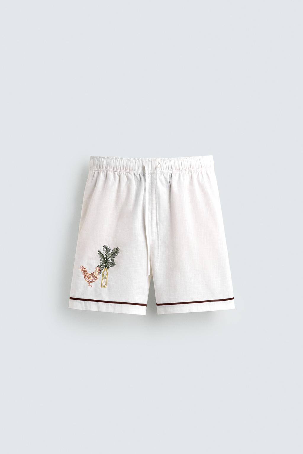 ШОРТЫ RELAXED FIT С КОНТРАСТНОЙ ВЫШИВКОЙ