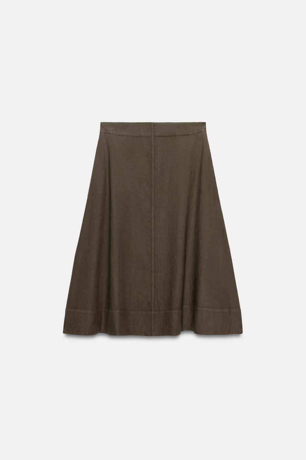 ЮБКА МИДИ ИЗ СМЕСОВОГО ЛЬНА — ZW COLLECTION