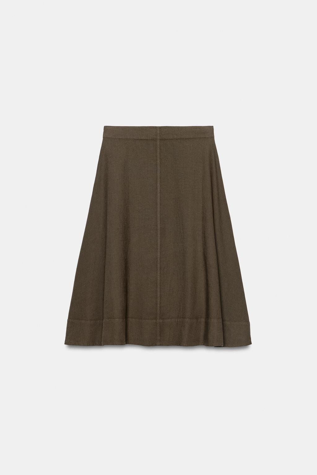 ЮБКА МИДИ ИЗ СМЕСОВОГО ЛЬНА — ZW COLLECTION