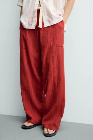 Брюки Relaxed Fit в полоску- Заказать в России