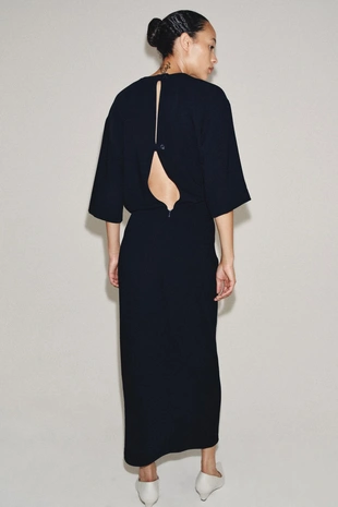 Navy blue | 2507/043/401 - Zara Платье миди со сборками — коллекция ZARA «ZW»