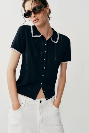 Купить Zara Кардиган поло с кружевом