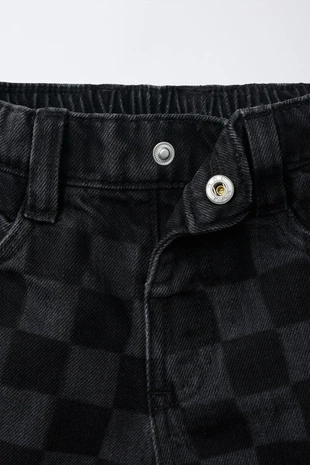 Black | 4441/605/800 - Zara Шорты-бермуды в клетку «дамка»