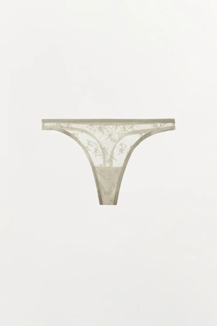 Oyster-white | 1223/124/251 - Zara Трусы танга из кружева