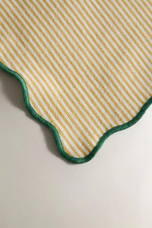 Yellow | 4218/022/300 - Zara Набор из 2 хлопковых салфеток в полоску с волнистым краем