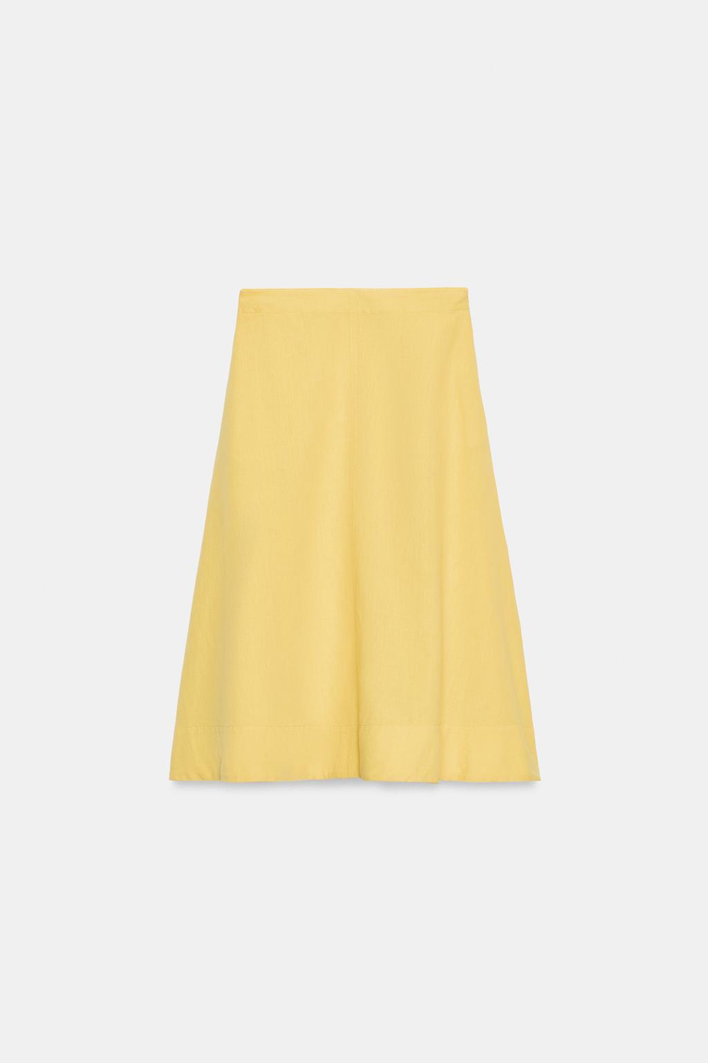 ЮБКА МИДИ ИЗ СМЕСОВОГО ЛЬНА — коллекция Zara «ZW»