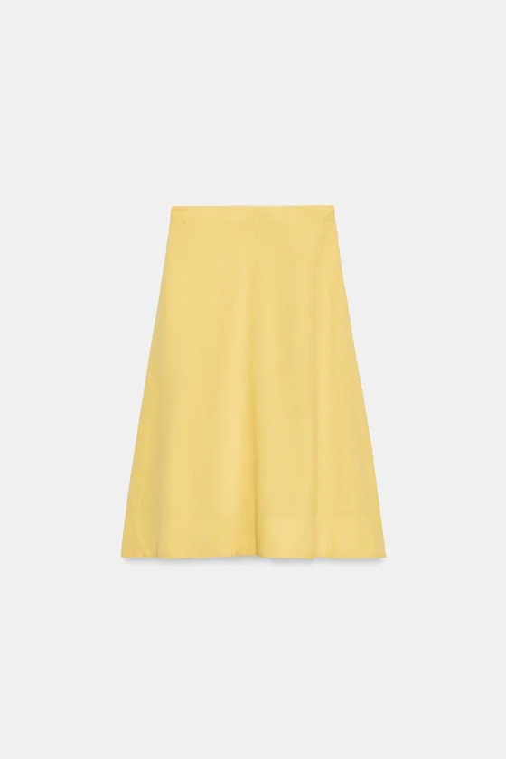 ЮБКА МИДИ ИЗ СМЕСОВОГО ЛЬНА — коллекция Zara «ZW»