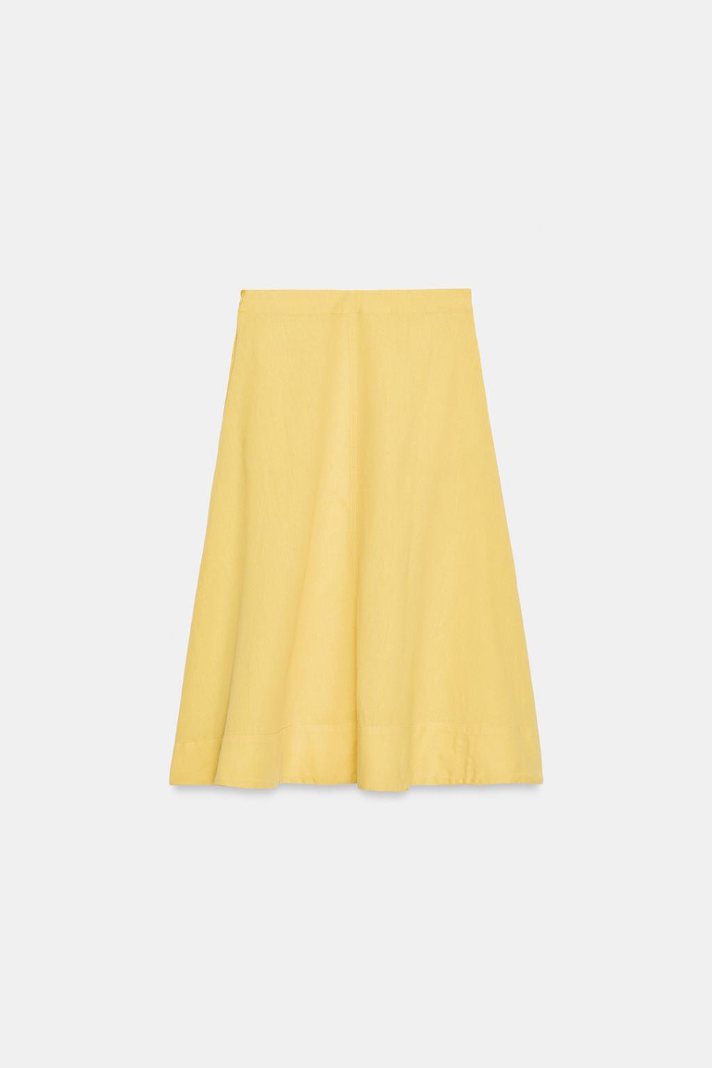 ЮБКА МИДИ ИЗ СМЕСОВОГО ЛЬНА — коллекция Zara «ZW»