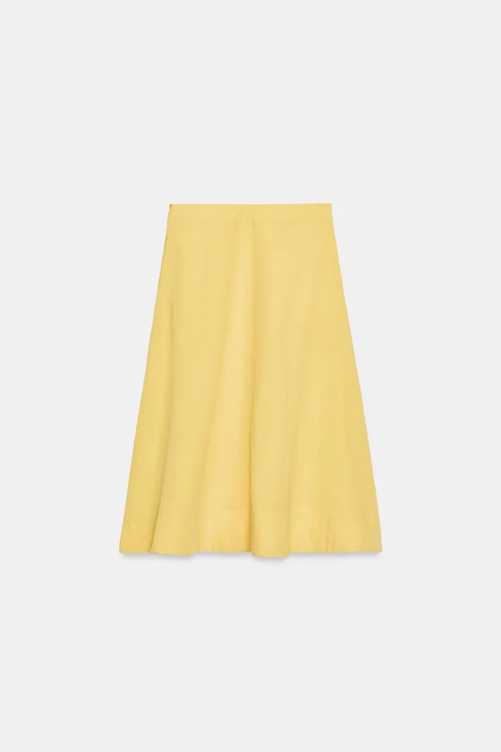 ЮБКА МИДИ ИЗ СМЕСОВОГО ЛЬНА — коллекция Zara «ZW»