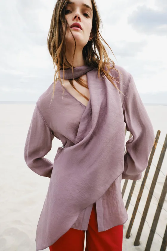 РУБАШКА С ШАРФОМ коллекция Zara «ZW»