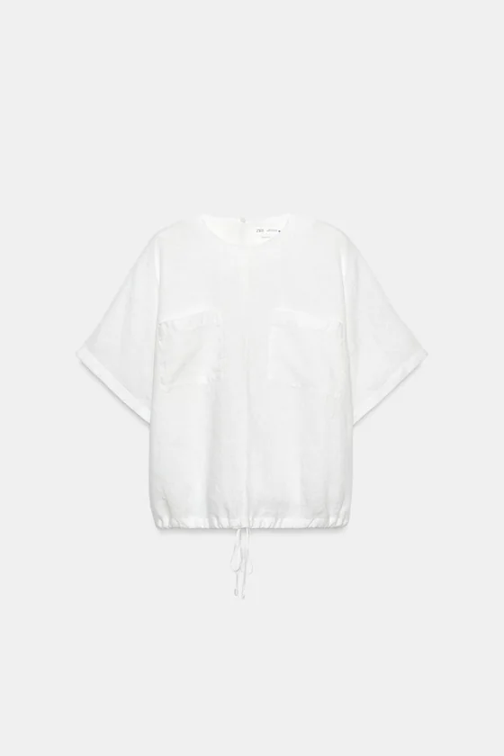 ТОП ИЗ 100% ЛЬНА НА ШНУРОВКЕ — коллекция Zara «ZW»