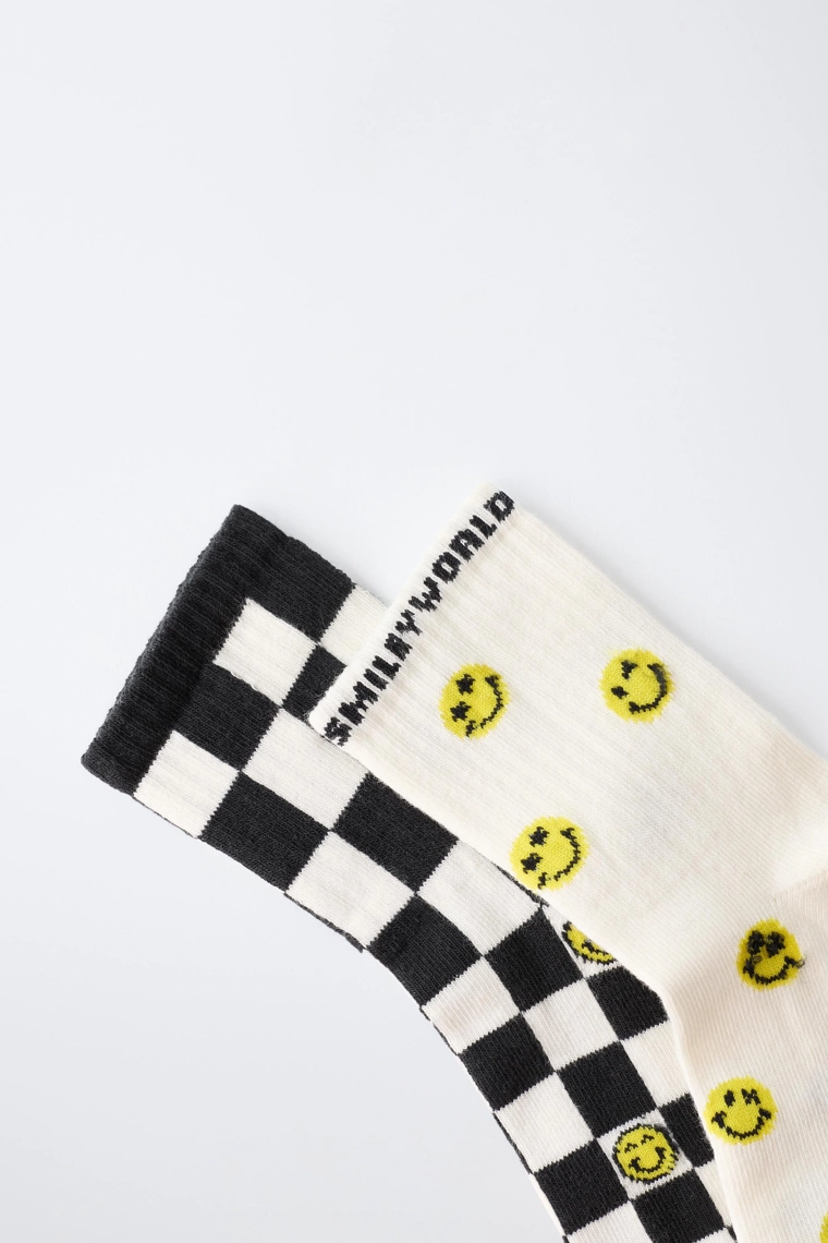 Набор из 2 пар коротких носков с рисунком в клетку smileyworld®