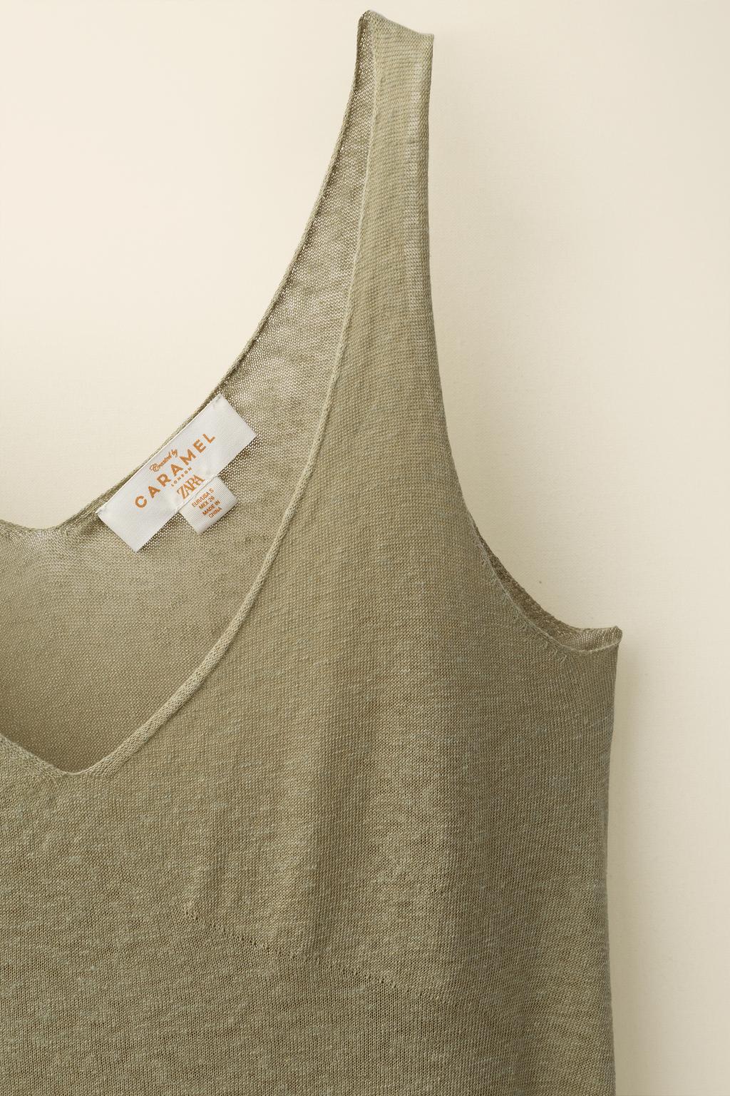 Топ из льняного трикотажа с тонкими бретелями, созданный caramel london x zara