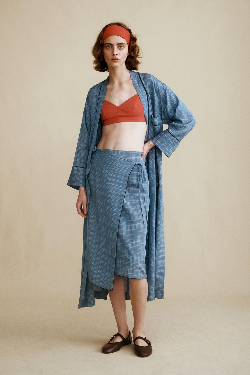Юбка миди в клетку из коллекции caramel london x zara