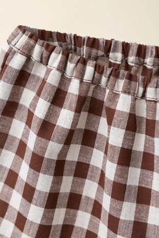 Бермуды из хлопка и льна в клетку от caramel london x zara- Заказать в России