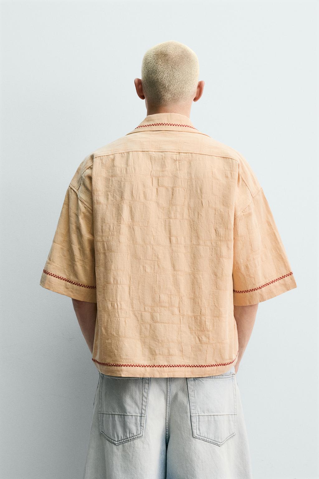РУБАШКА BOXY FIT JACQUARD С ВЫШИВКОЙ