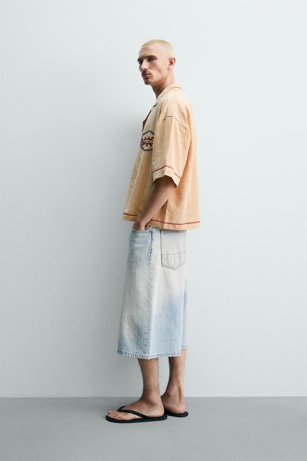 РУБАШКА BOXY FIT JACQUARD С ВЫШИВКОЙ