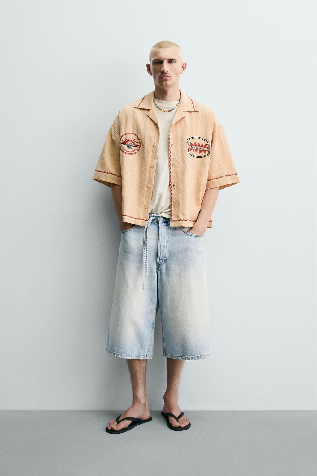 РУБАШКА BOXY FIT JACQUARD С ВЫШИВКОЙ