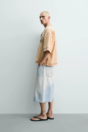 Рубашка Boxy Fit Jacquard с вышивкой- Заказать в России