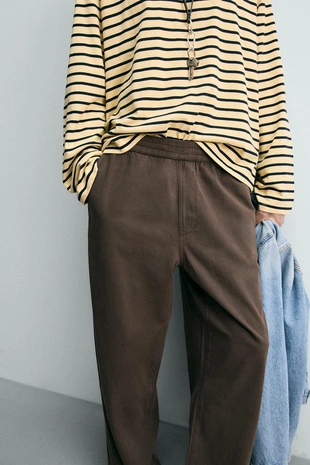 Брюки Relaxed Fit в елочку- Заказать в России