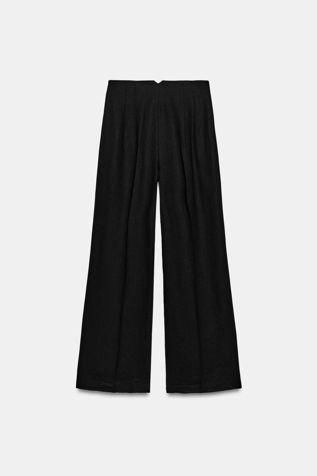 БРЮКИ С ВЫСОКОЙ ПОСАДКОЙ ИЗ СМЕСОВОГО ЛЬНА — ZW COLLECTION