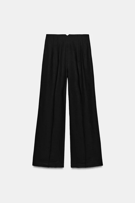 БРЮКИ С ВЫСОКОЙ ПОСАДКОЙ ИЗ СМЕСОВОГО ЛЬНА — коллекция Zara «ZW»