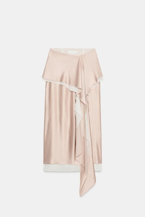 АТЛАСНАЯ СТРУЯЩАЯСЯ ЮБКА — коллекция Zara «ZW»