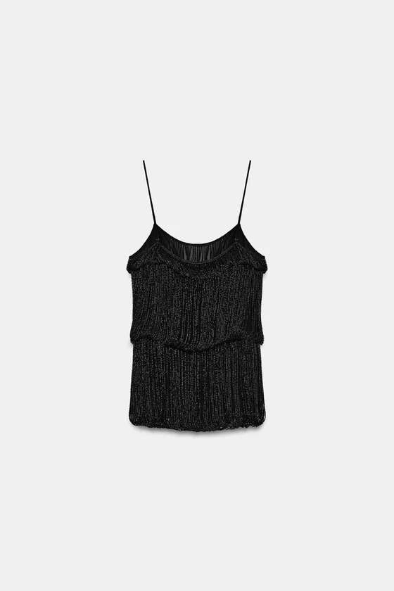 ТОП СО СБОРКАМИ И БУСИНАМИ — коллекция Zara «ZW»