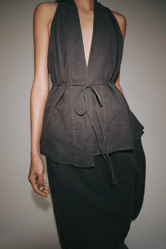 ЛЬНЯНОЙ ТОП НА ЗАПÁХЕ — коллекция Zara «ZW»