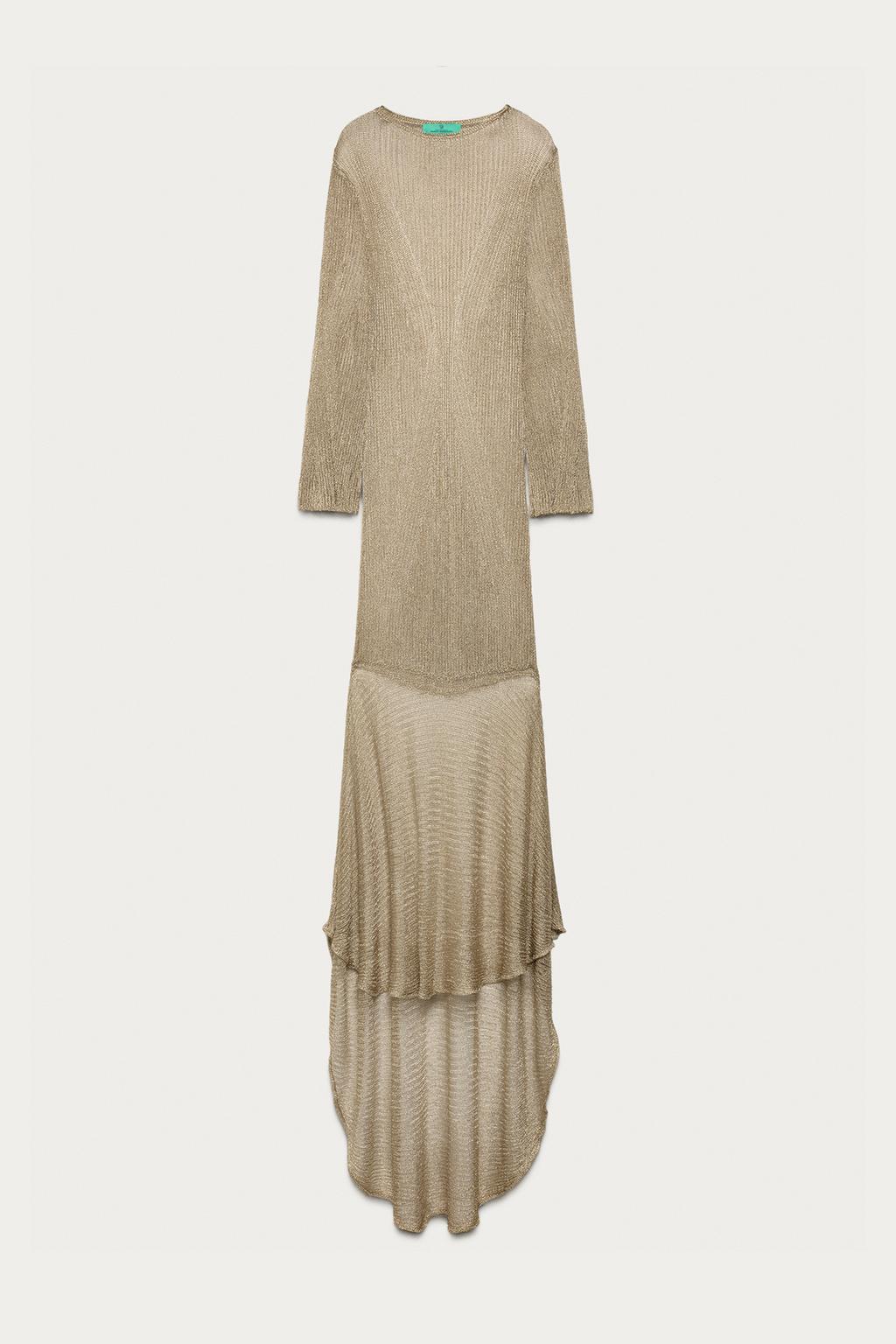 Длинное трикотажное платье с металлической нитью marisa berenson x zara