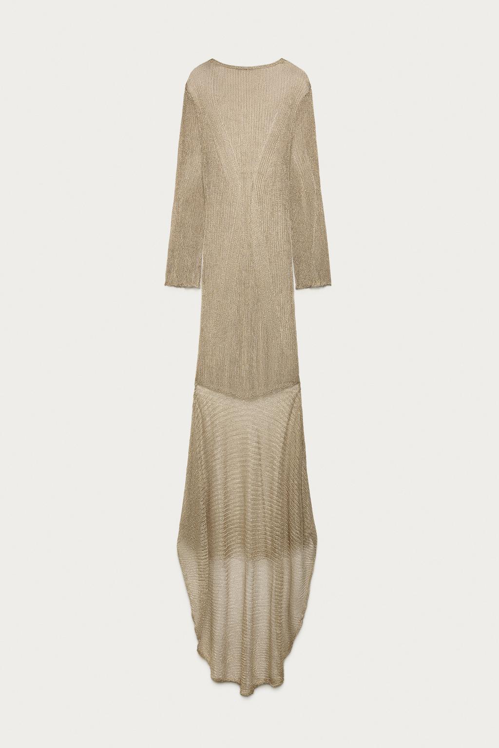 Длинное трикотажное платье с металлической нитью marisa berenson x zara