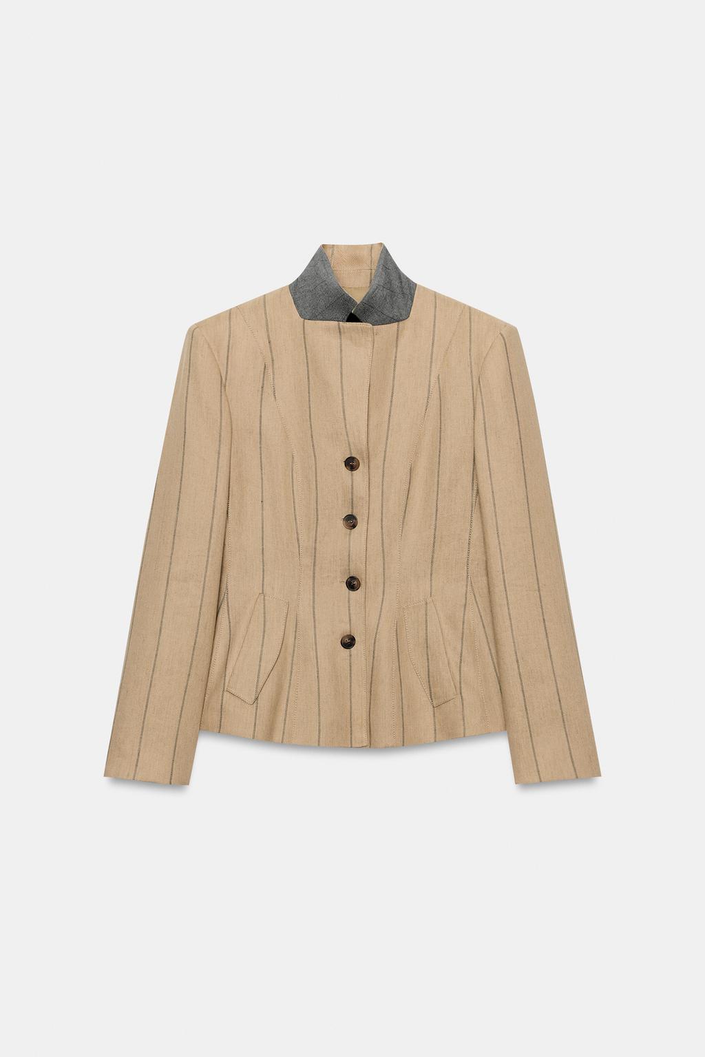 БЛЕЙЗЕР В ПОЛОСКУ ИЗ СМЕСОВОГО ЛЬНА — ZW COLLECTION