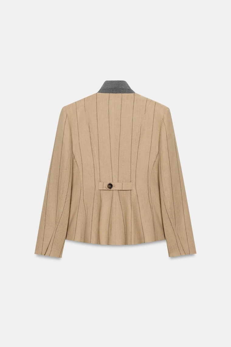 БЛЕЙЗЕР В ПОЛОСКУ ИЗ СМЕСОВОГО ЛЬНА — коллекция Zara «ZW»