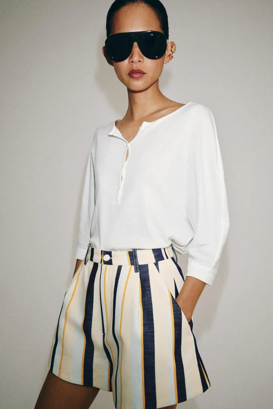 ШОРТЫ В ПОЛОСКУ СО СКЛАДКАМИ — коллекция Zara «ZW»