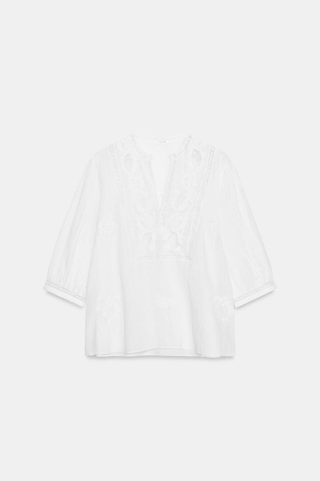 РУБАШКА С ВЫШИВКОЙ И КРУЖЕВОМ — ZW COLLECTION