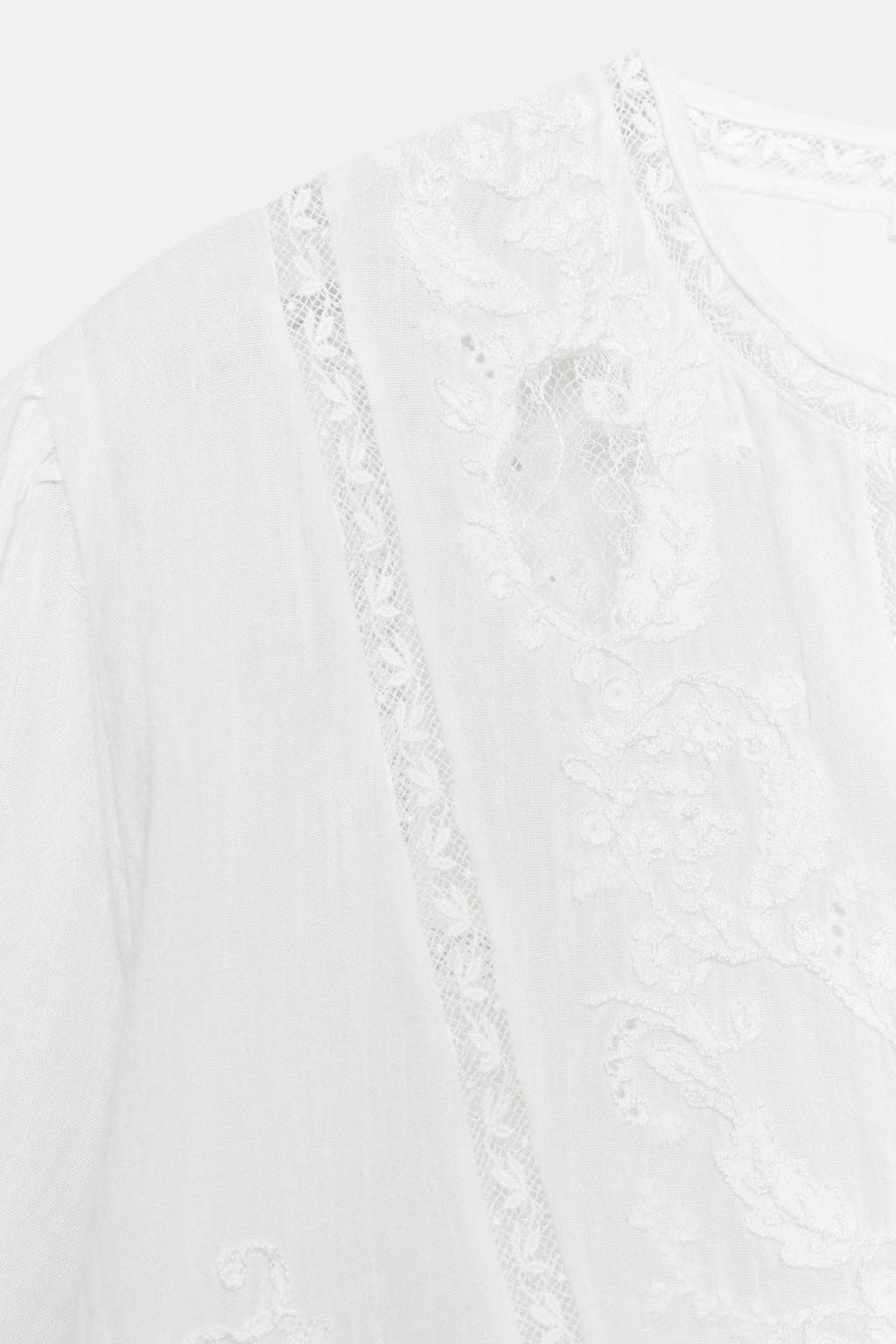 РУБАШКА С ВЫШИВКОЙ И КРУЖЕВОМ — ZW COLLECTION