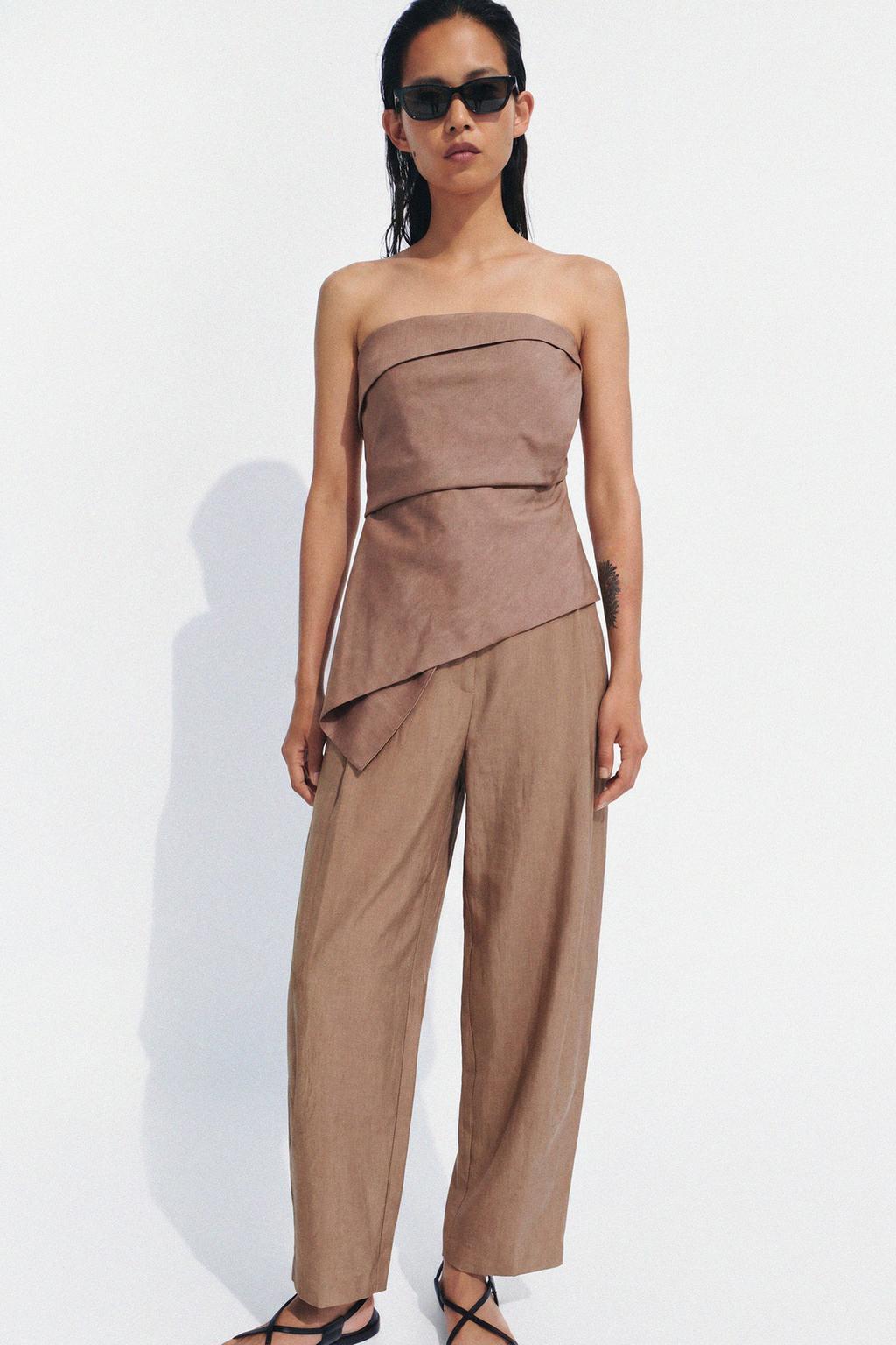 ТОП АСИММЕТРИЧНОГО КРОЯ ИЗ СМЕСОВОГО ЛЬНА — коллекция Zara «ZW»