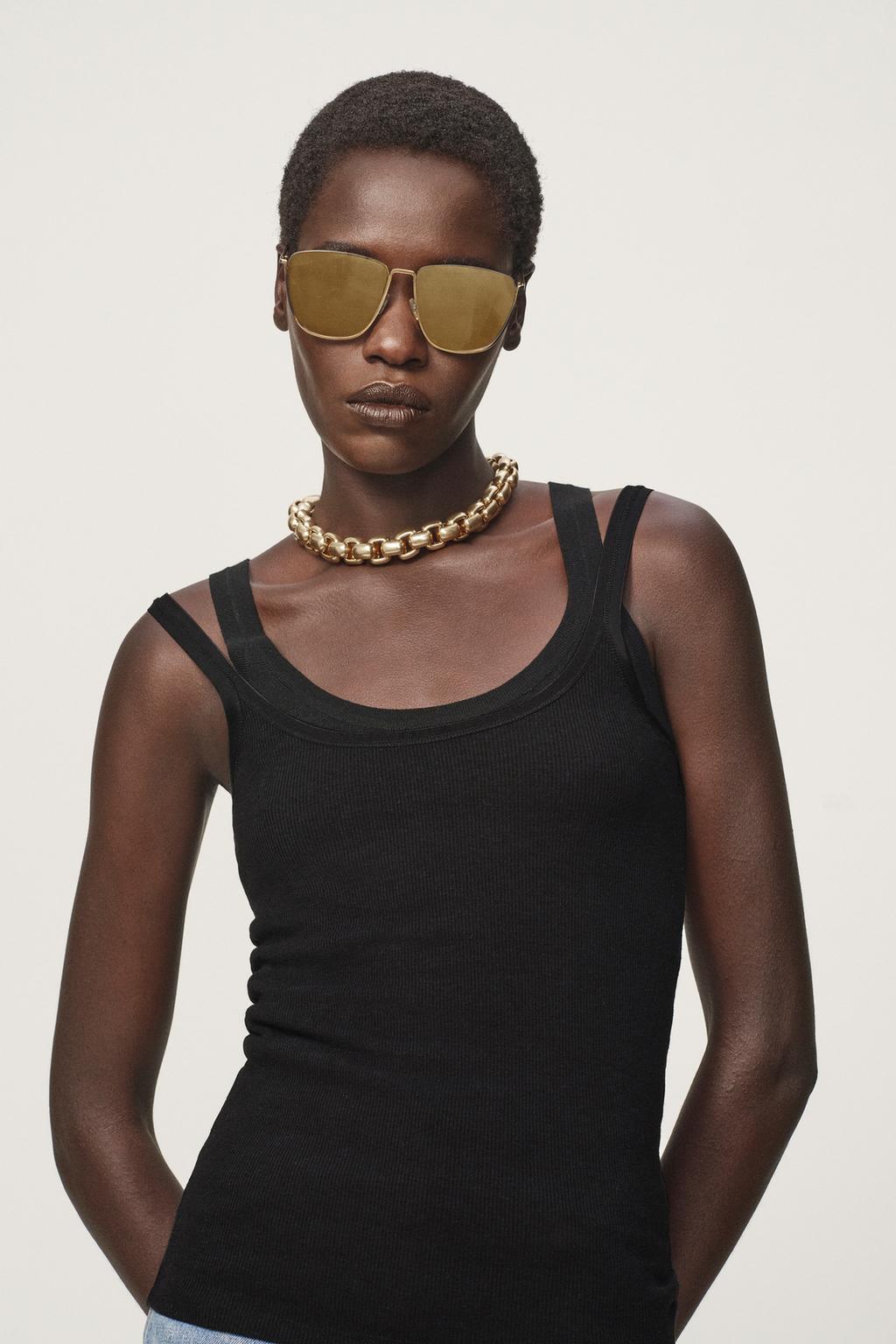 КВАДРАТНЫЕ МЕТАЛЛИЧЕСКИЕ СОЛНЦЕЗАЩИТНЫЕ ОЧКИ — THE ITEM ZARA WOMAN