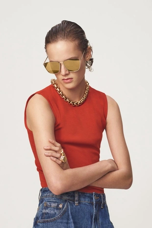 Квадратные металлические солнцезащитные очки — The Item Zara Woman- Заказать в России