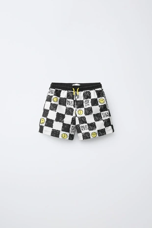 black/yellow | 5644/798/074 - Zara 6-14 лет/плавки-бермуды в шашечку SMILEYWORLD ®
