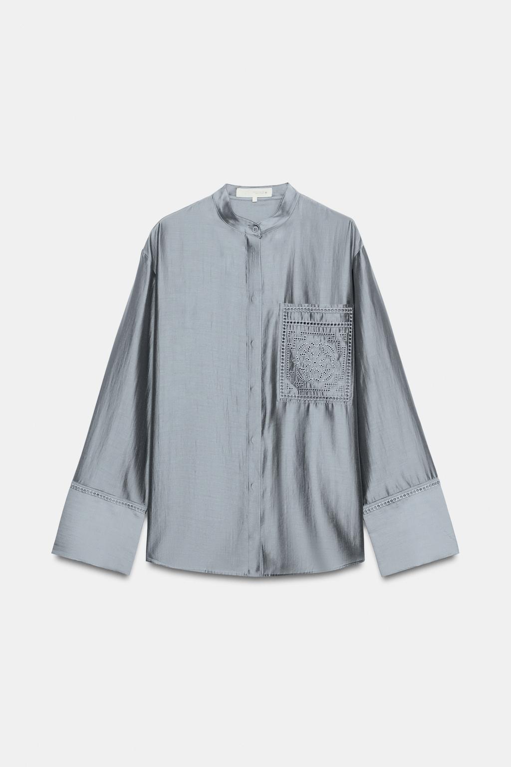 РУБАШКА С КАРМАНОМ И ВЫШИВКОЙ — ZW COLLECTION